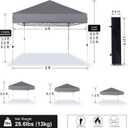 Pop Up Canopy 8X8 FT,Portable Sun Instant Shelter w/Backpack Bag,Waterproof,Adjustable Straight Leg Heights Canopies,Outdoor Tents for Parties,Camping,Commercial Event,Grey