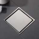 6 Inch Brushed Nickel Square Shower Floor Drain, with Removable Grille Cover Tile Insert Hidden Form, SUS304 Stainless Steel