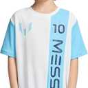 Messi Boys Lifestyle Short Sleeve Top, Loose-fit Shirt with Logo, Comfortable (5, Bright White)