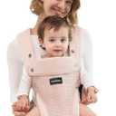 Momcozy Baby Carrier with Hip Seat, 2-in-1 Forward-Facing Carry for Active Babies, Detachable Hands-Free Carrier up to 44lbs, Breathable Infant Carrier Fits Waist Sizes up to 45 Inches, AirMesh Pink