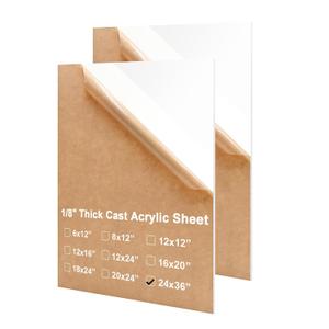 KINLINK 24x36 Plexiglass Sheets 1/8 inch Thick - 3mm White Cast Acrylic Sheet, Plastic Board Polycarbonate Sheet for DIY Project, Craft, Table Top, Acrylic Sign and Wedding Invitation 2 Pack