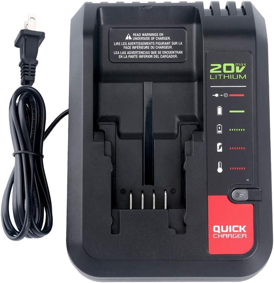 Lasica 20V Max Charger Compatible with Black & Decker 20v Battery and Compatible with Porter-Cable 20v Battery LBXR20 LBXR2020 PCC681L PCC685L PCC692L BDCAC202B 20-Volt Power Tool Charger