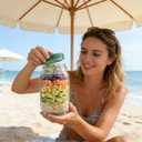 4 x TOPMELON Salad Pod Mason Jar with Side Open, Portable Salad Container, Salad Jar with Dressing Cup, Suitable for Work, Outdoor, Travel (1Pcs)