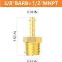 GASHER 10Pcs Brass Hose Barb Fittings, 3/8" Barb x 1/2" MNPT Hose Connector Adapter With 10Pcs Hose Clamp