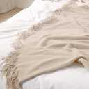 Homiest Decorative Knitted Throw Blanket with Fringe, Lightweight Acrylic Knit, Soft & Cozy Tassel Blanket for Couch, Sofa, Bed (Taupe, 50 x 60 Inch)
