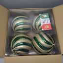 8 inch Extra Large Christmas Ornament Balls, 4 pcs Green and Gold Christmas Ornaments Shatterproof Giant Christmas Balls, Oversized Christmas Tree Baubles for Holiday Party Outdoor Decor