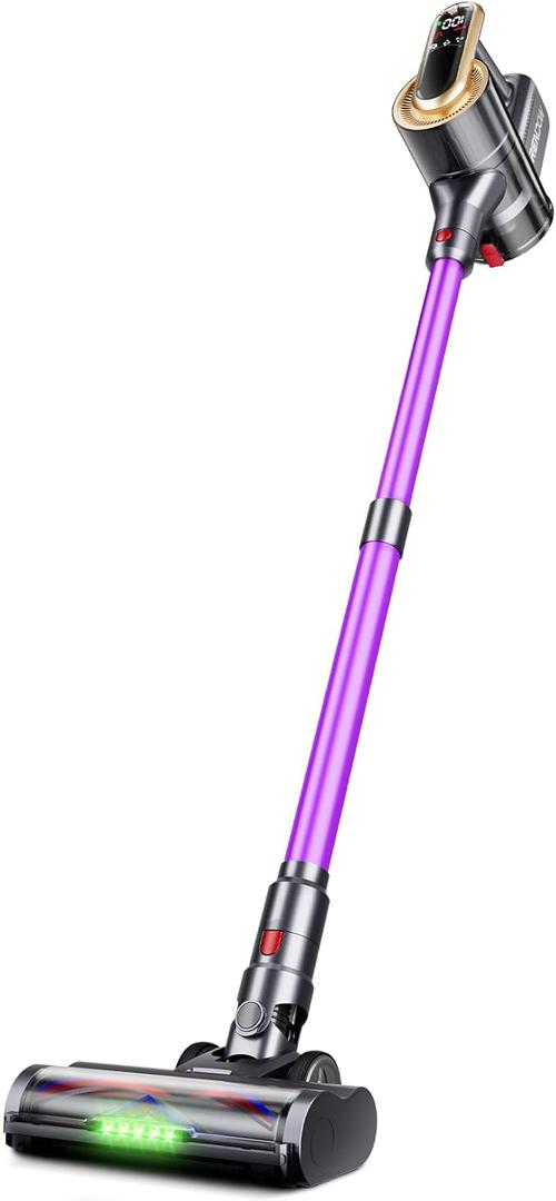 RENDOW Cordless Vacuum Cleaner, 550W 45Kpa 65Mins Vacuum Cleaners for Home, SelfStanding Cordless Stick Vacuum with LED Display,AntiTangle Rechargeable Wireless Vacuum for Pet Hair/Carpet/Hard Floor