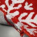 Christmas Bathroom Rug 2 Piece, Extra Soft Absorbent Microfiber Thick Plush Fluffy Bathroom Rugs, Non-Slip Backing, Machine Washable Bath Rugs, Holiday Xmas Decor Indoor Bath Mat, Red, Two Snowflakes