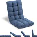 Folding Floor Chair with Back Support, 14 Adjustable Positions, Breathable Padded Sleeper Bed, Couch Recliner, Gaming Sofa Chair for Adults & Kids, Perfect for Meditating, Reading, Living Room (Blue