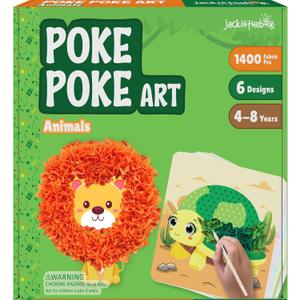jackinthebox Poke Poke Art Animals Theme, Mess-Free Fabric Art and Craft, Flower Pressing Kits, Gift for Kids, Gift for Girls and Boys Ages 4 5 6 7 8