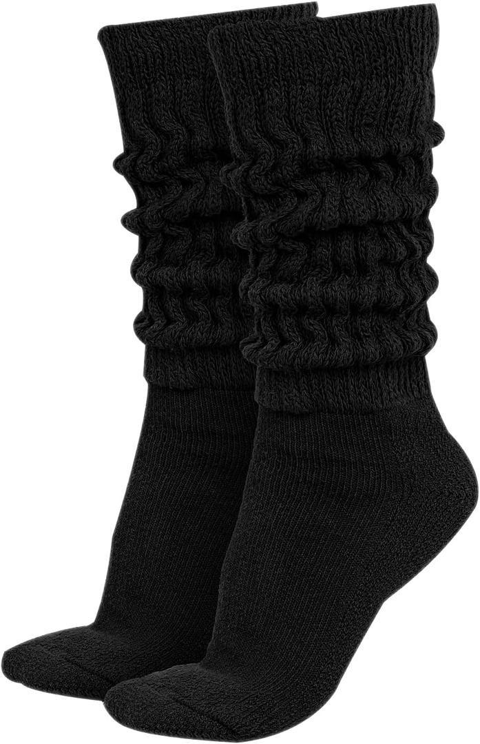 MDR Distributors MDRE Women’s Extra Long & Heavy Slouch Socks – 100% Cotton, Made in USA, One Size Fits Most (Size 9–11)