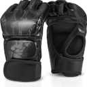 Flexzion MMA Gloves Fingerless Boxing Gloves for Men Women and Teen Youth, UFC Grappling Krav MAGA Kickboxing Gloves for Training Punching Bag Muay Thai Hitting Mitts Cutoff Martial Art Gloves (Black)