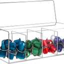 ZWIN Acrylic Coffee Pod Holder with Lid,4 Compartments Organizer ,Coffee Pod Storage for K Cups,Bar Accessories and Organizer for Home