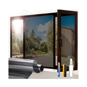 One Way Window Privacy Film, Sun Blocking Anti UV Reflective Static Cling, Window Tint for Home and Office, No Glue Garage Solar Paper, Black Silver, 35.43"x78.7"