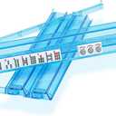Mahjong All-in-One Tile Rack & Pusher, Blue Clear Acrylic Mahjong Rack and Pusher Combo, Modern American Mahjong Tile Racks, Set of 4, 17.72 Inches