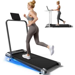 Walking Pad Treadmill with Handle Bar and Adjustable Incline, Compact Portable Treadmills for Home Office, 2.5HP Quiet Anti-Slip Under Desk Treadmills, 0.6-3.8 MPH Remote Speed Control, 265 LBS