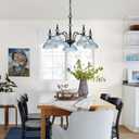 HDDFL Chandeliers Light 5 Lights Chandelier Lamp Modern Pendant Lighting Fixtures Hanging Lamps for Dining Room Entryway Living Room Bedrooms Foyer Entrance Kitchen Black and Blue