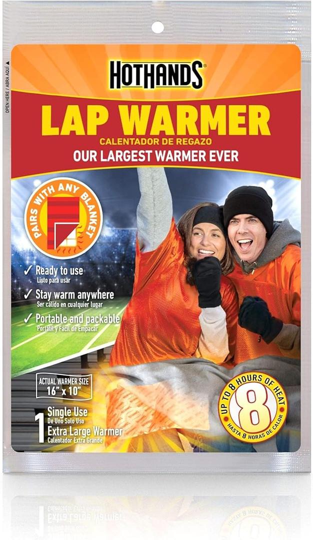 2 Pcs Lap Warmers Largest Warmers with Adhesive Backing 16" x 10" Disposable Air Activated Heat Packs 8 Hours Long Lasting Camping Outdoor Sporting Events Cold Weather Gift Pairs Heat up