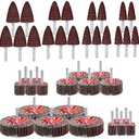 40 Pack 1/4" Abrasive Flap Wheel Sander Set, Rocaris 80 Grit Aluminum Oxide Flap Wheels Cone Shape Sanding Wheel