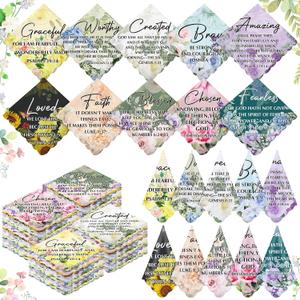 Tegeme 60 Pcs Church Gifts Bulk Handkerchiefs for Women Prayer Cloth Christian Handkerchiefs Bible Verse Gift