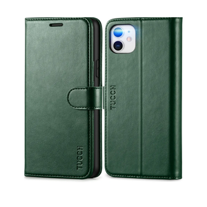 TUCCH Wallet Case for iPhone 11, [TPU Shockproof Inner Shell], PU Leather [RFID Blocking] Card Holder Magnetic Stand Protective Cover Compatible with iPhone 11 6.1" 2019, Midnight Green