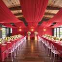 Outpain 50ftx20ft Red Backdrop Ceiling Drapes,10Panels 20ft Height Wrinkle Free Tent Draping Curtains, Fabric Drapery Ceiling Drapes for Wedding Ceremony Birthday Theme Parties with Rod Pocket