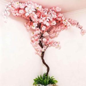 Artificial Cherry Blossom Trees - Fake Flower Background Walls with Simulated Branch and Rattan Design - for Indoor Ceiling Air Conditioning Pipe Ornamental(White)