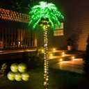 Ledido 7FT Lighted Palm Trees for Outside Patio, 179LED Palm Tree Outdoor with 5 Coconuts Bendable Leaves Waterproof, Artificial Fake Trees for Pool, Yard, Deck, Home, Party, Indoor Christmas Decor