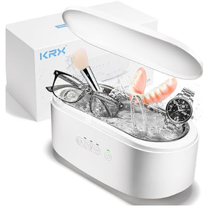 Ultrasonic Cleaner, KRX 47kHz Portable Professional Ultrasonic Jewelry Cleaner Machine with Touch Control & 4 Time Modes for Ring, Eyeglasses, All Dental, Retainer (Pure White, 450ml)