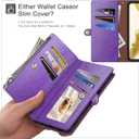 XcaseBar for Samsung Galaxy S23 FE Wallet case with Zipper Credit Card HolderRFID Blocking, Flip Folio Book PU Leather Phone case Shockproof Cover Women Men for Samsung S23FE case Purple