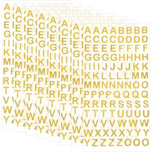 8 Sheets 832 Pcs Gold Alphabet Stickers Gold Sticker Letters 0.4 Inch Small Self Adhesive Glitter Letters for Graduation Cap Water Bottles Cup Mailbox Number Scrapbooking Sign Crafts