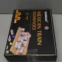 Mexican Train Double 12 Dominoes Set with 4 Wooden Trays/Racks in Portable Carrying Case Colorful 91 Tiles & 9 Trains Board Game for Family Game Night