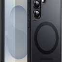 JETech Magnetic Case for Samsung Galaxy S25 Plus 5G, Compatible with MagSafe, Translucent Matte Back Shockproof Phone Cover (Black)
