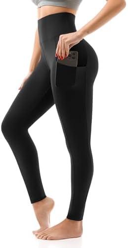 SINOPHANT High Waisted Leggings with Pockets Women, Full Length Capri Buttery Soft Stretchy Yoga Pants, Size M