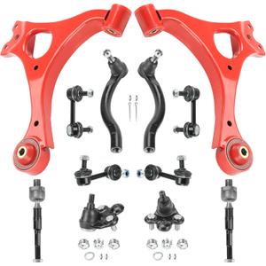 Front End 12pc Lower Control Arms Suspension Kit for 2006-2011 Honda Civic, Upgraded PU Bushings, 8th Gen Civic Suspension Kit Replacement - Red