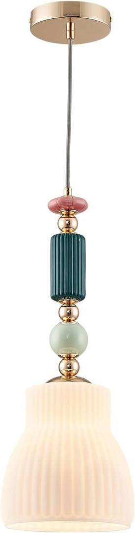 Pendant Light Fixture Kitchen Pendant Lighting Modern Hanging Lamp Milk White Glass Lights for Island Dining Room Living Room Bedroom (7.87inch)