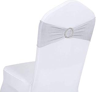 Obstal 10 PCS Spandex Stretch Chair Sashes Bows for Wedding Reception- Universal Elastic Chair Cover Bands with Buckle Slider for Banquet, Party, Hotel Event Decorations Coral Red Sashes