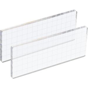 PATIKIL 6" x 3" Acrylic Stamp Block, 2 Pack Clear Stamping Block with Grid Lines Decorative Mounting Blocks Square for Scrapbooking DIY Crafts Card Making