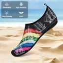 Water Shoes for Womens Mens Barefoot Aqua Yoga Socks for Pool Beach Surf Walking Water Park Boating Sports Water Shoes (4-5 Women/3-4 Men, Black Rainbow)