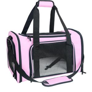 Soft Sided Carrier for Small Medium Cats Dogs,Removable Pad Collapsible Travel Pet Carrier Large Pink