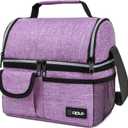 opux Lunch Bag Women Insulated, Adult Lunch Box Cooler, Lunch Box for Men, Dual Compartment Lunchbox for Work, Leakproof Double Decker Lunch Bag, Soft Lunch Pail Tote Girls Boys Kids School, Purple (Heather Purple)