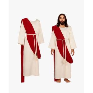 Adult Biblical Jesus Robe Christ Costume Halloween Outfit Cosplay Costume with Waist Rope And Scarf, 2XL