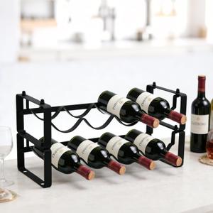 Wine Rack for Countertop  Stackable Freestanding Bottle Organizer for Kitchen, Pantry, Bar Cabinet & Small Spaces  Compact Metal Shelf & Modular Storage Stand (2 Tier)