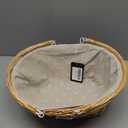 Large Multipurpose Wicker Basket with Handle, 14.2 x 11 x 6.7 Inch Wicker Picnic Basket with Liner, Empty Gift Basket, Oval Willow Woven Basket for Fruit, Wine, Gathering, Wedding, Picnic, by GNIEMCKIN