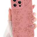 ZIYE for iPhone 15 Pro Max Case Flower Floral Pattern for Women Girls Slim Soft TPU Camera Protection Cute Cover Designed for iPhone 15 Pro Max 6.7 Inch Pink