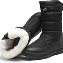 HYPOCRUTE Women's Warm Snow Boots with Fur Lined Black and White Wide Winter Boots Water-resistant Mid Calf Boots for Hiking,Working,Outdoors (9)