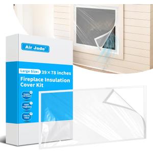 Air Jade Fireplace Cover, Insulation Fireplace Draft Stopper Fits up to 39"78", Clear, Tear Resistant Plastic Fire place Draft Cover, Keeps Drafts Out & Stops Heat Loss
