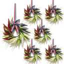 6 Pcs Small 4th of July Hanging Wreaths for Cabinets Patriotic Red White Blue Artificial Ear of Wheat Ring Small Pillar Candle Holder Wreath for Independence Day Memorial Day Porch Front Door