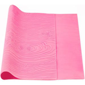 Beasea Silicone Lace Mold for Cakes Decorating, Woodgrain Fondant Impression Mat Silicone Lace Mold, Fondant Texture for Sugar Wood Texture Sheet Embossed Craft Tools (17 x 9 inches, Pink)