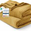 Bedsure Fleece Blanket Queen Blanket Gold Yellow - Bed Blanket Soft Lightweight Plush Fuzzy Cozy Luxury Microfiber, 90x90 inches